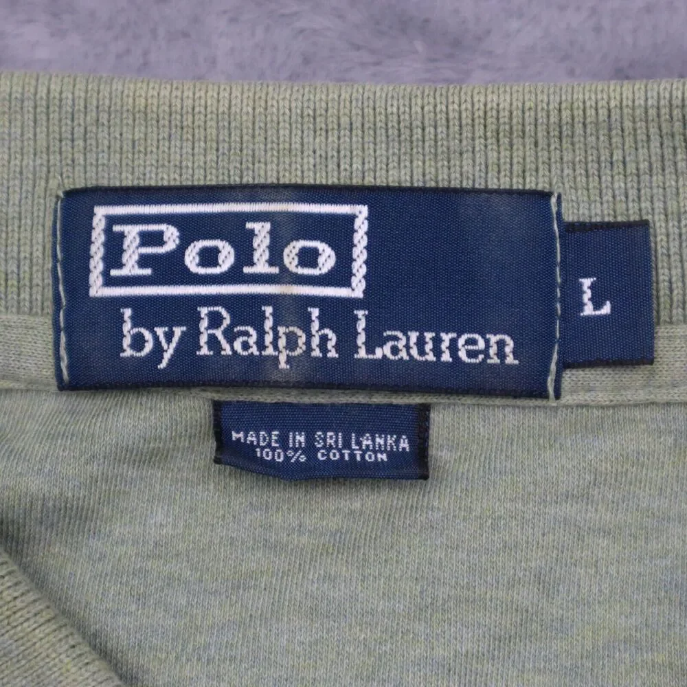 Polo Ralph Lauren Shirt Mens Large Green Red Casual Rugby Pony Logo Heather
